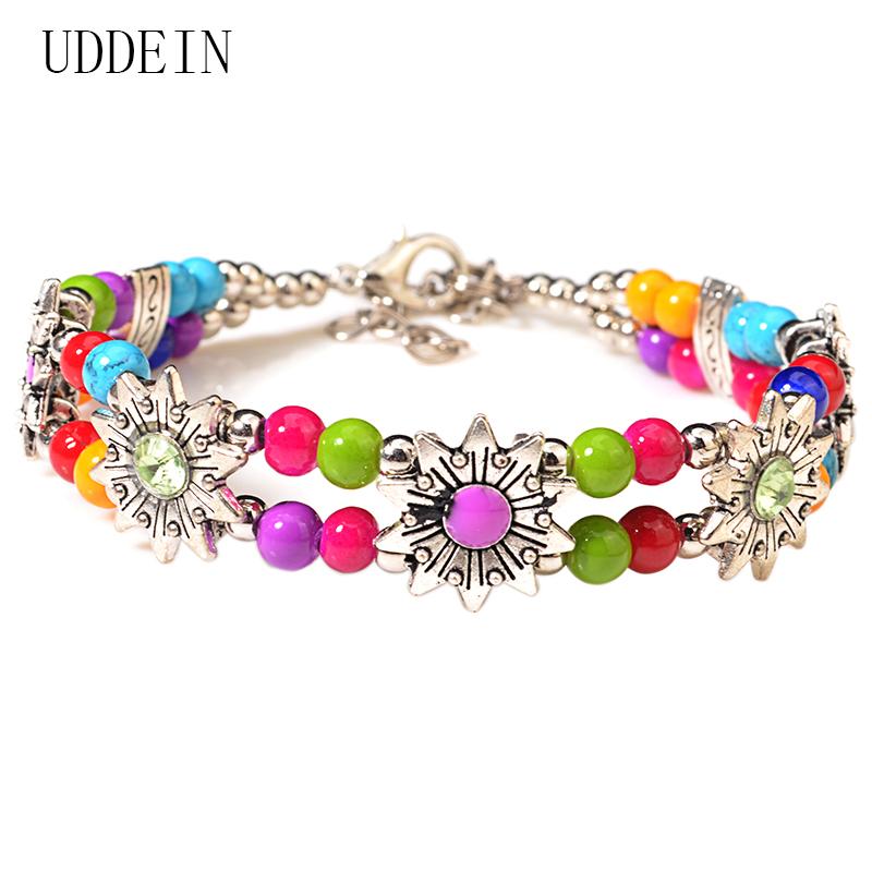 

Beaded, Strands UDDEIN Bohemian Ethnic Strand Bracelets For Women Bib Beads Jewelry Red Gem Drop Vintage Statement, Black