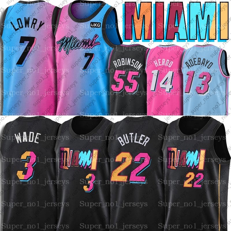 

Miamis Dwyane Dwayne Wade Basketball Jersey Kyle Jimmy Lowry Butler Shirts Tyler 14 Herro Bam Duncan Adebayo Robinson Uniform