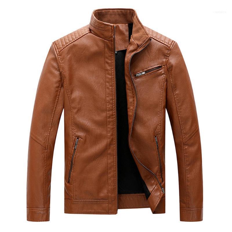 

Men's Jackets Men Winter Leather Jacket Biker Motorcycle Zipper Long Sleeve Coat Top Blouses Autumn Winter1, Black