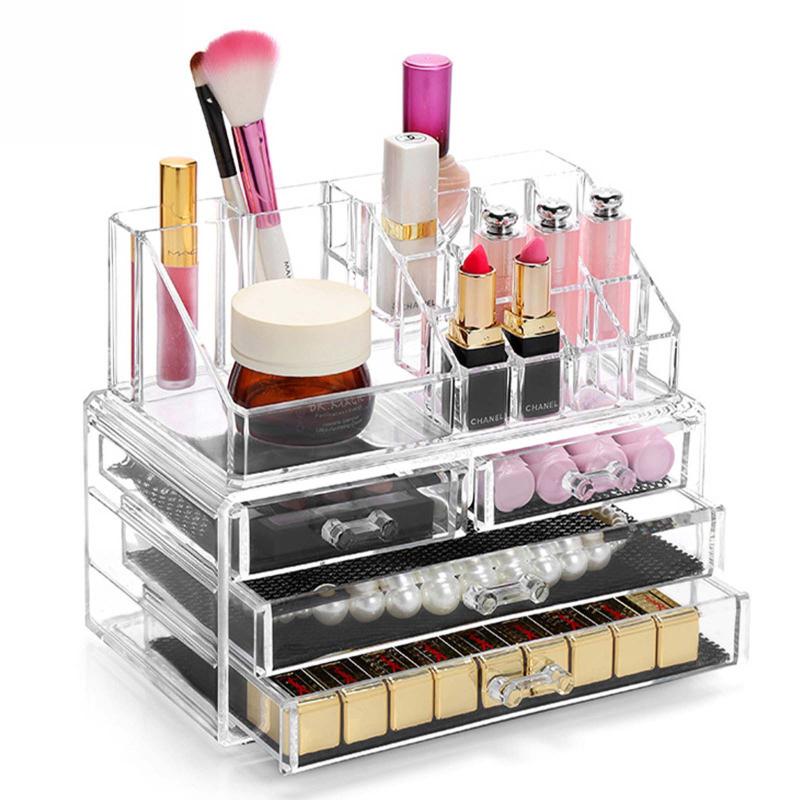 

Storage Boxes & Bins Multi-layer Lipstick Organizer Cosmetic Box Acrylic Nail Polish Display Stand Multifunctional Makeup, Clear