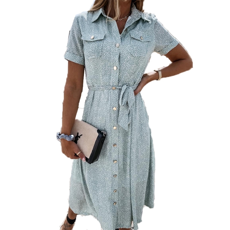 

Fashion women' dress summer casual small floral belt mid-length plus size clothing for es 210520, Black