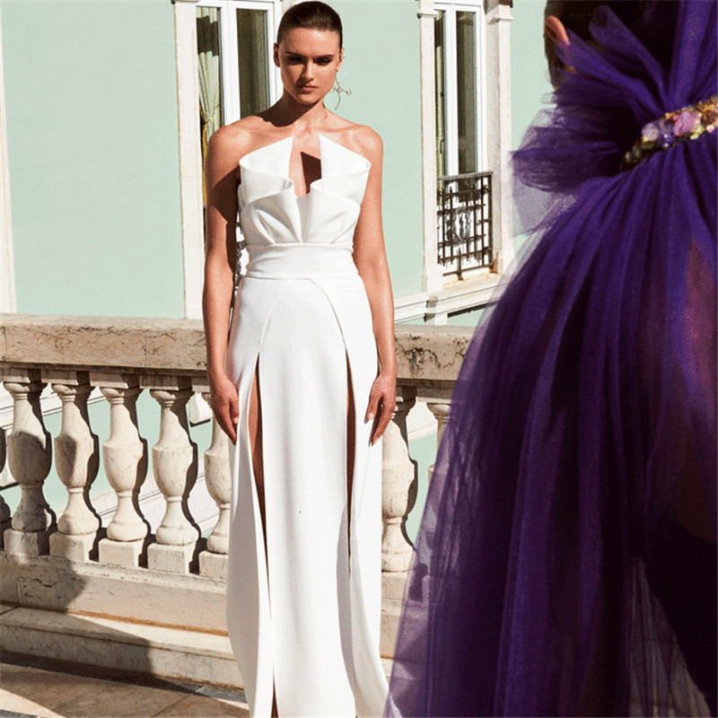 Women&#039;s Jumpsuits & Rompers Celebrity Woman Bandage Autumn Prom Long Female Vestios Sexy Strapless Ankle Length Purple White UHUD-image-705641125