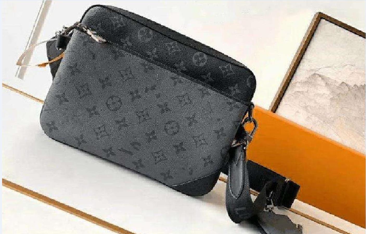 

Louise's Viuton's GGs LOUISS VUTTONS LVs YSLs Handbags Men Leather TRIO Messenger Bags Luxury Shoulder Bag Make up Bag Designer Handbag