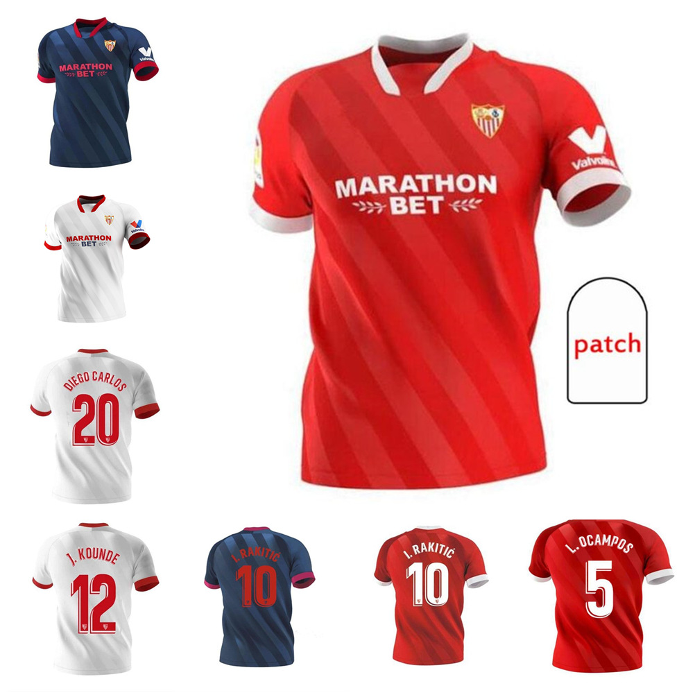 

20 21 Sevilla FC soccer jersey I.RAKITIC #10 .OCAMPOS #5 2021 DE JONG J.NAVAS SUSO MUNIR Y.EN-NESYRI Men football shirts, Colour 2