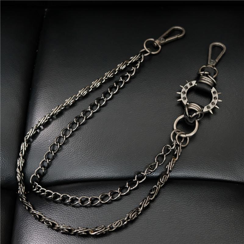 

Keychains Punk Rivet Luxury Designer Belts Men High Quality Male Rock Motorcycle Metal Chain Women Waist Strap For Jeans