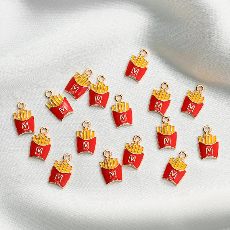 

Charms Sansango 10Pcs Enamel Charm French Fries Pendants For Jewelry Making Accessories Necklace Earring Keychain, Bronze;silver