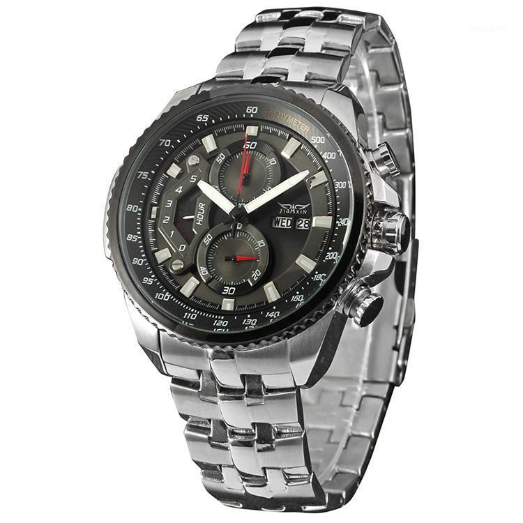

Fashion Trend Casual Sports Mechanical Watch Men's Studs Scale Steel Band Machanical Wristwatches, Blue outer ring