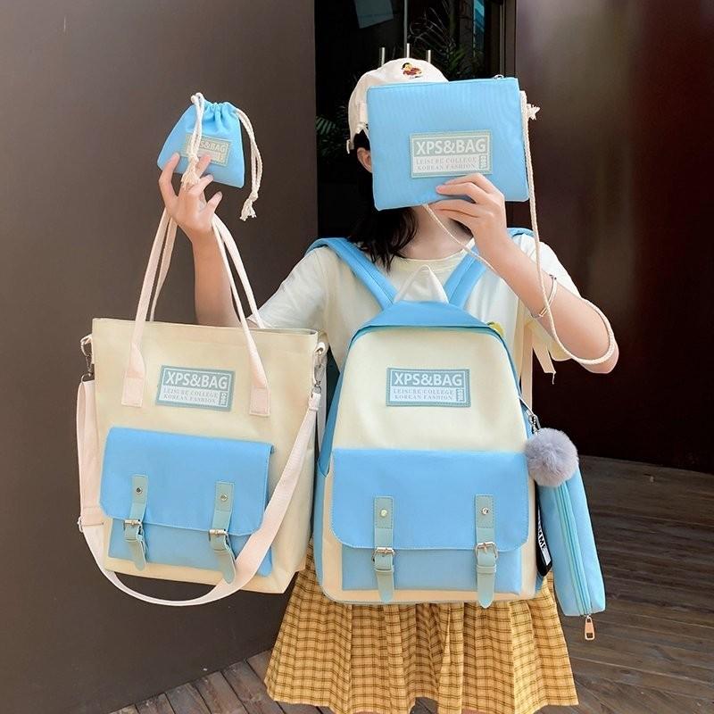 

School Bags Korean College Shoulder Fashion Backpacks Women Cute Set Bag For Teenage Girls Kids, Green