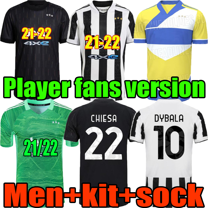 21 22 Juventus Lsoccer Jerseys 2021 2022 Version du fan de joueur Kean Dybala Morata Chiesa McKennie Locatelli Shirts Chiellini Bonucci Kits Men