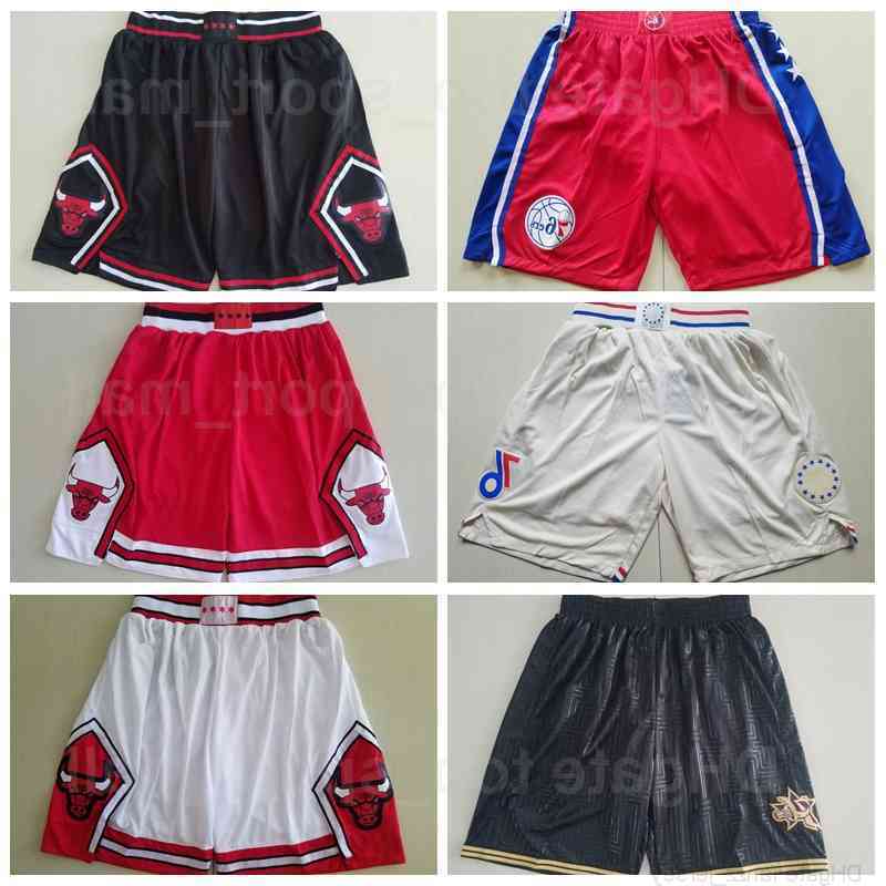 

Joel Embiid Basketball Sport Shorts Wear Sweatpants Ben Simmons Tobias Harris Zach LaVine Allen Iverson Chamberlain Scottie Pippen Dennis, White;black