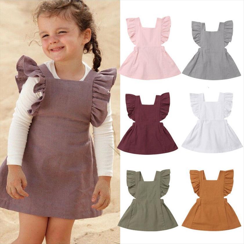 

lioraitiin 0 3years toddler girl dress baby summer off shoulder solid cotton cute 6colors backless a line, Red;yellow