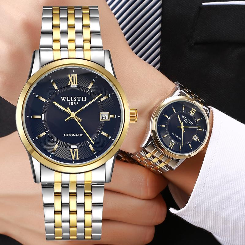 

Wristwatches Top Brand WLISTH Watch Waterproof Skeleton Date Men's Tourbillon Mens Clock Automatic Mechanical Men Watches Reloj Hombre, Gold