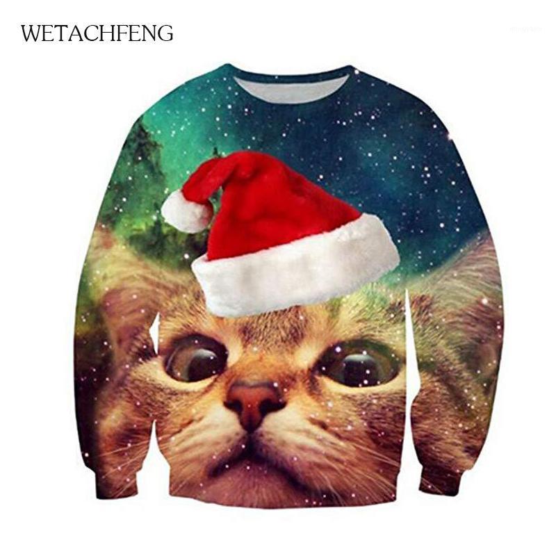

Men' Sweaters Christmas Funny Cat Printed Unisex Winter Autumn Pullovers Sweatshirts Ugly Sweater Jumpers Tops Coat, Yw1176