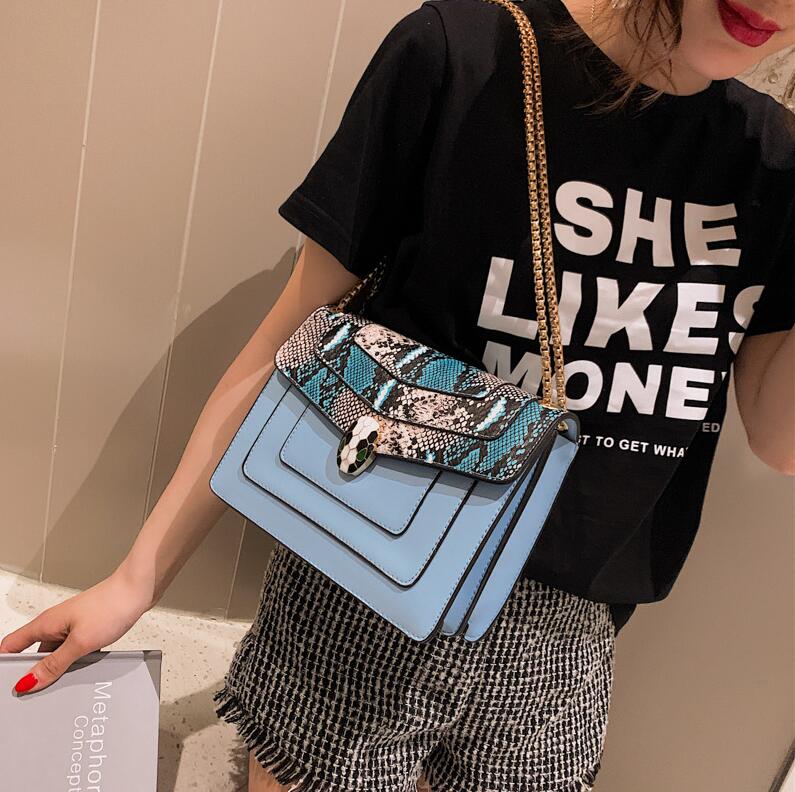 

Factory wholesale women handbag sweet color matching chain bag street trend Alligator leather handbags Joker fashion leathers messenger bags