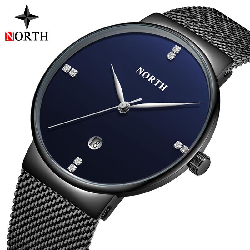 

Watches Men Top Fashion Quartz Watch Steel Mesh Big Dial Business Wristwatch Male Clock Relogio Masculino Wristwatches, Silver blue