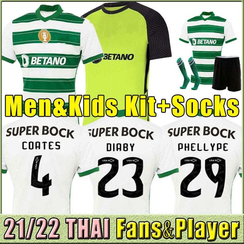 

SCP Lisbon 21 22 Soccer Jerseys Sporting Clube de PHELLYPE B.FERNANDES S.COATES jersey 2021 2022 Lisboa away C.Ronaldo Men kids Kits sock Full sets football shirt THAI