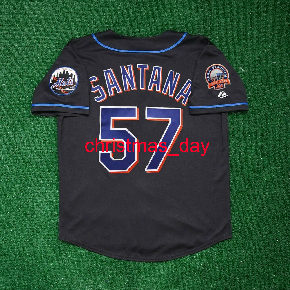 

Stitched custom Johan Santana 2008 Shea Stadium Alt Black Jersey Men Women Youth Baseball Jersey -6XL