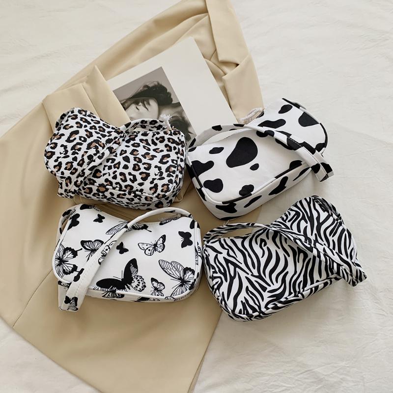 

Animal Pattern Print Canvas Shoulder Underarm Bag Vintage Ladies Small Purse Handbags Casual All-match Fashion Women Square Bags, Leopard pattern