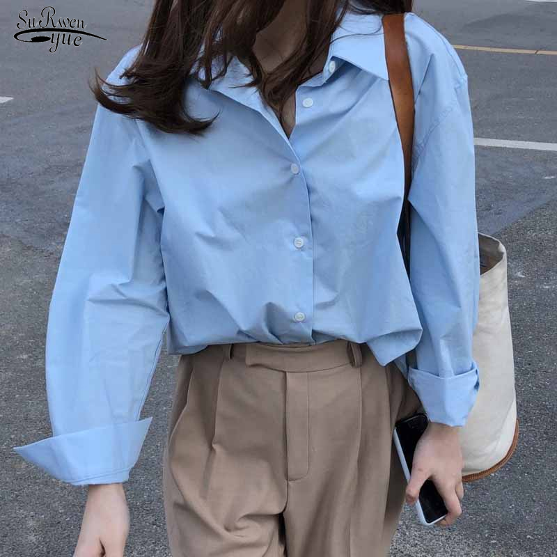 

Spring Autumn Tops Oversized Femme Casual Loose Women Blouses Shirts Minimalist Single-breasted Female Blue 11297 210521, Yellow