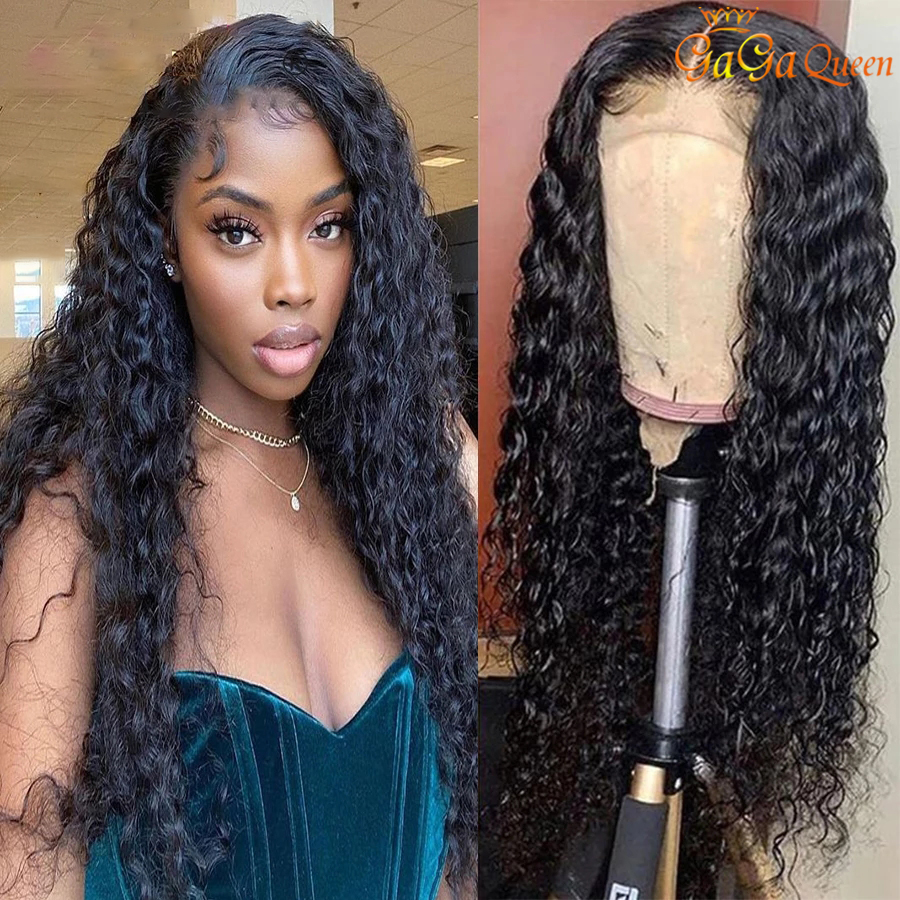 

250 Density Brazilian Deep Wave Lace Closure Wigs 4x4 Lace Frontal Human Hair Wig For Women, 150% density