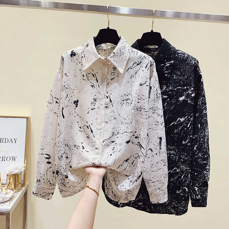 

print Shirts Women Top And Blouses Long Sleeve Oversized Cotton Ladies Casual Blusas One Pocket Loose Female Checked Shirt 210604, White