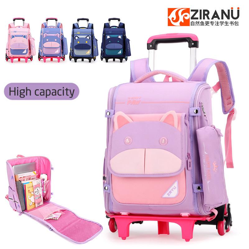 

School Bags Kids Rolling Bag For Student Trolley Backpack Book Wheeled With Wheels