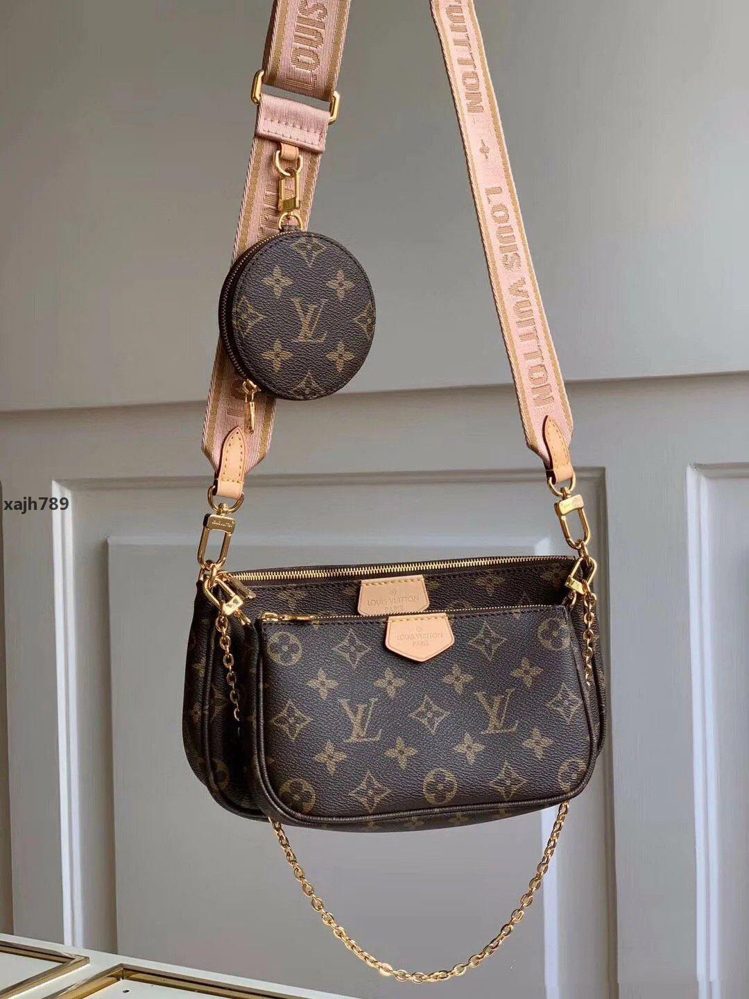 

3pieces set high qulity Designer bag womens handbags MULTI POCHETTE ACCESSORIES crossbody fashion handbag shoulderLVLouisV, Red;black