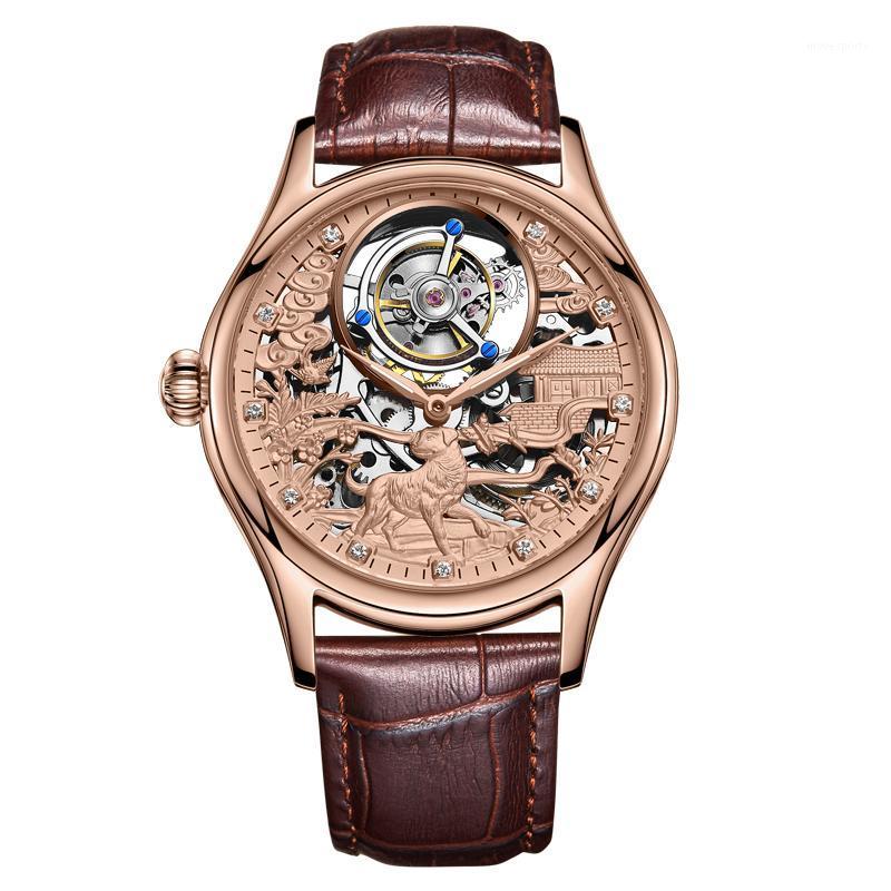 

Tourbillon Watch Fashion Business Men Watches Wristwatch Mechanical Hollow Perspective Gift Clock Wristwatches, Tourbillon watch-b
