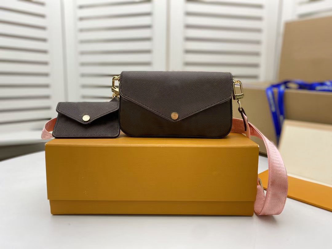 

2021 cross body bag women crossbody bags shoulder Genuine Real Leather handbag totes strap go with box chain wallets, Pink