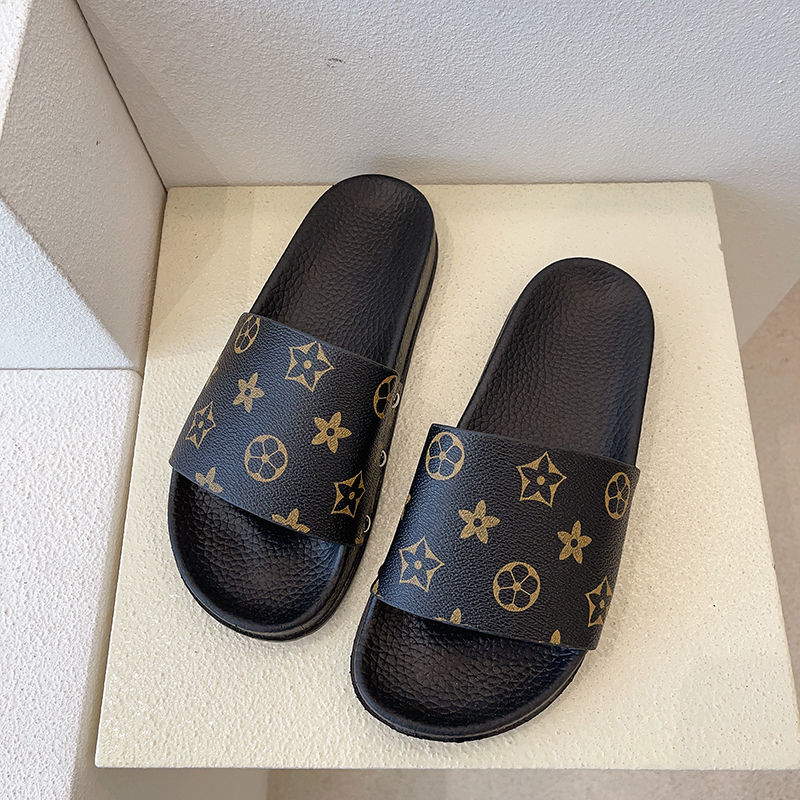 

GGLVLouisVittonYSLVUTTON Men Designer slippers Women striped sandals causal Non-slip Shoes summer Pool Shower, Black