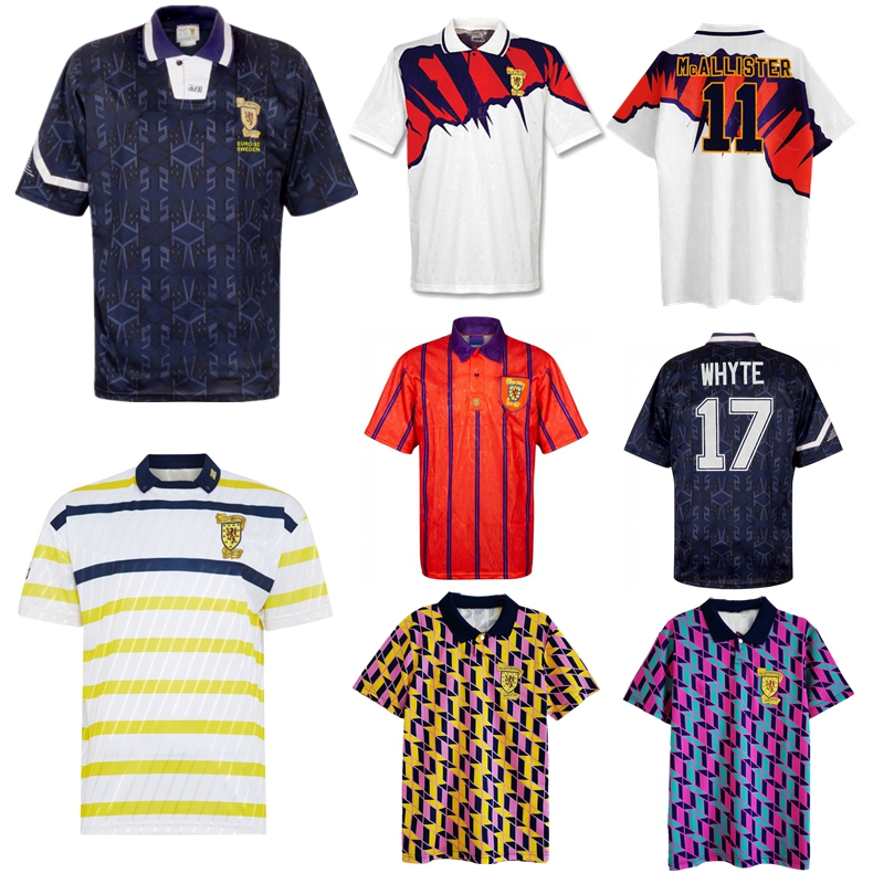 

1988 1991 1992 1993 1994 Scotland retro soccer jersey 88 93 McCoist Bowman McLeish McInally Mo Johnston vintage classic football shirt, 1992 away jersey