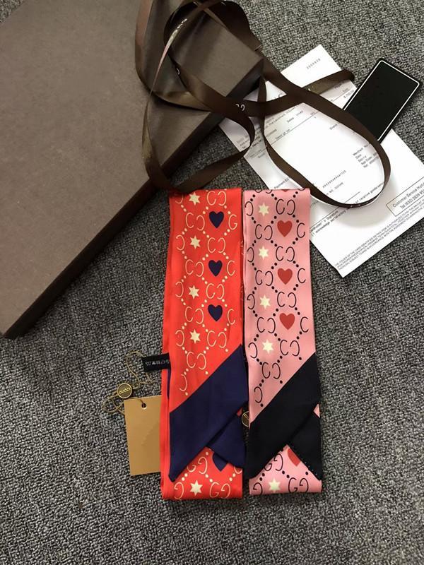 

fashion scarf classic women 100%silk head brand hair band designers scarfs small ribbon printed silk scarves 120*8cm