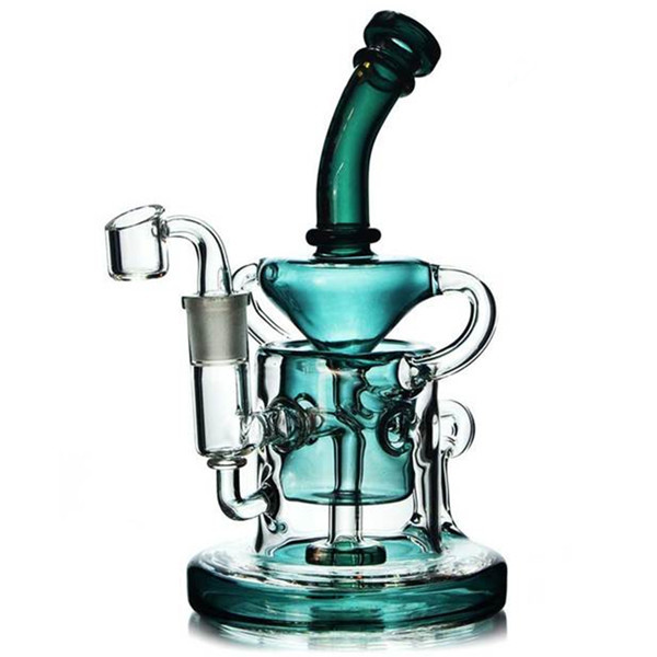 

glass bong beaker bong with spiral percolator coil condenser flower bowl helix perc Oil Rig Bubbler water pipes glass pipe Glass bubbler
