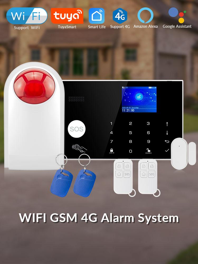 

Alarm Systems Tuya WIFI GSM 4G Security System Smart Home Remote Control Touch Keyboard 11 Languages Wireless Kit