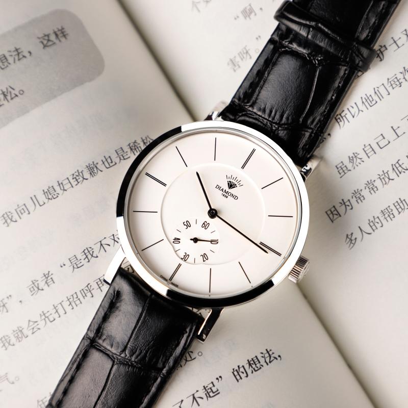 

Wristwatches Diamod Watch Genuine Large Dial Mechanical Business Bauhaus Simple Steel Belt Waterproof Men's