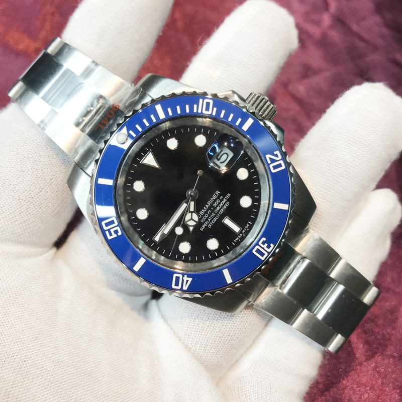 

2021 Mens Watches blue Ceramic bezel black dial sapphire glass Luminous Automatic 904L stainless steel waterproof wristwatches AAA+, Slivery;brown