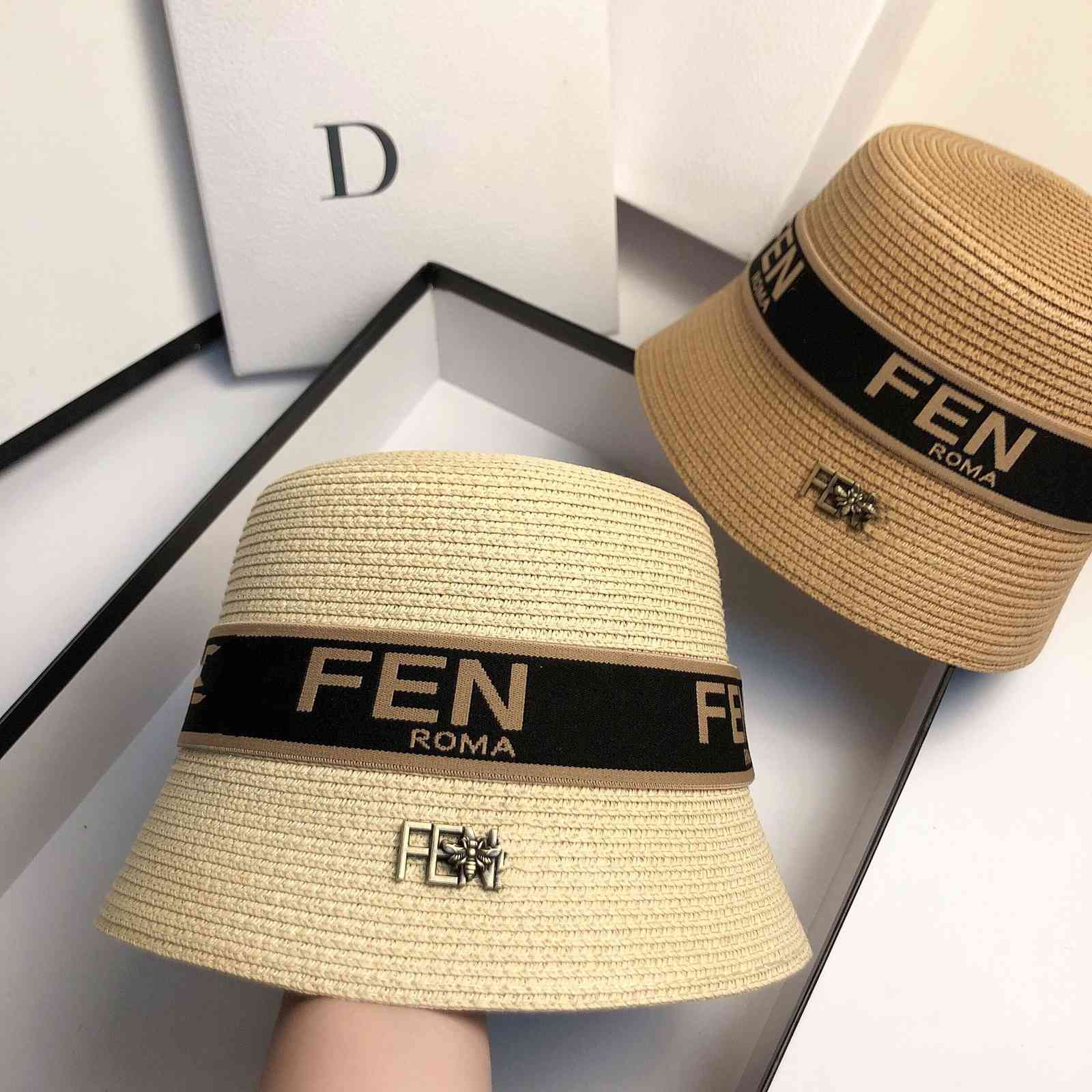 

Letter New Straw Hat Fashion Sunshade Show Face Small Bucket Summer Travel Sunscreen Tide, Khaki