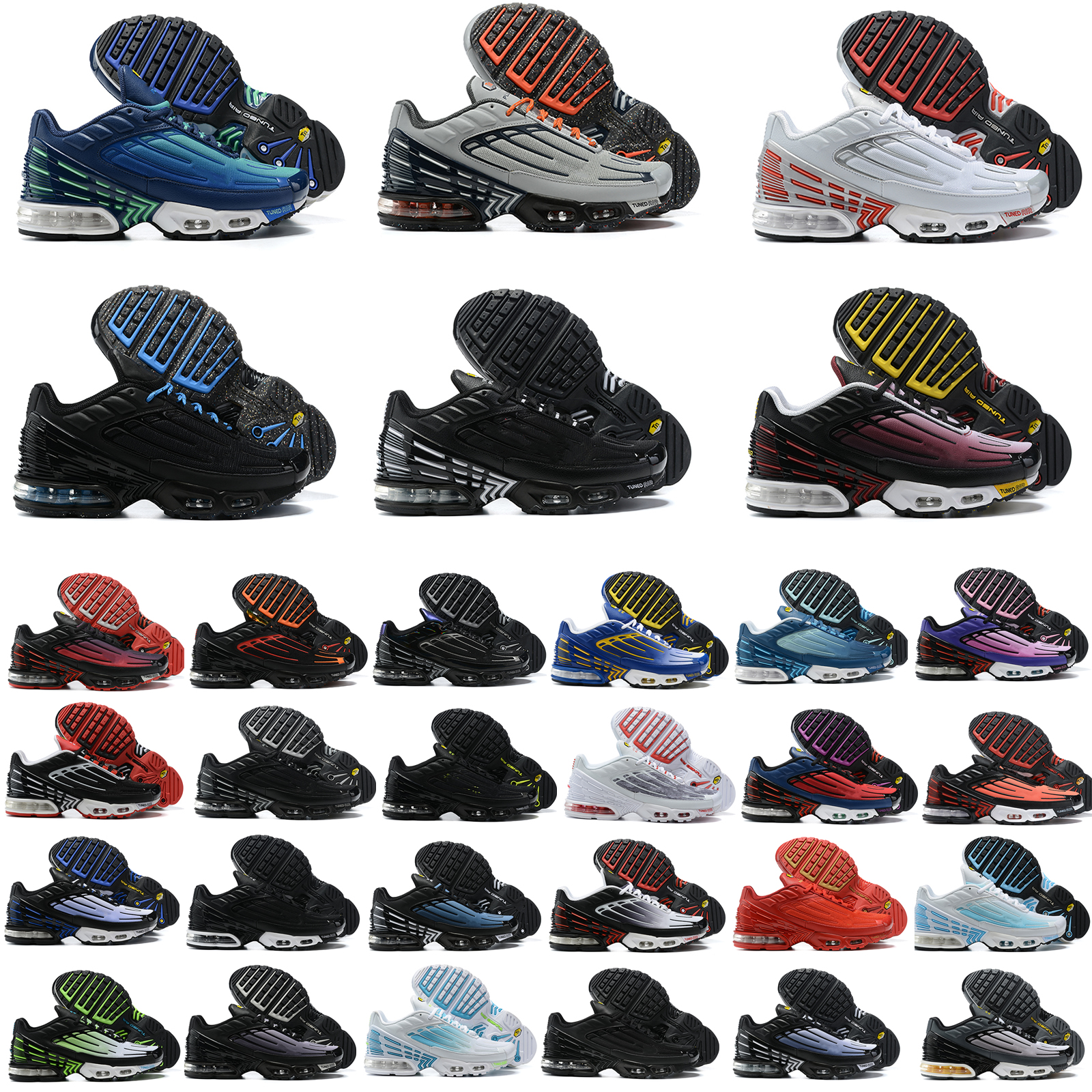 

Tuned TN Plus 3 TN3 III Metallic Silver DN SE Running Shoes Men GS Triple Black White Pure Platinum Clay Orange Sunrise Speed Red Sky Hyper Violet Trainers Sneaker