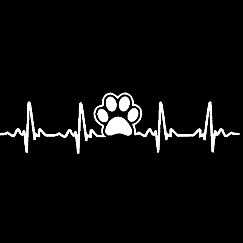 Car Stickers Funny Dog Paw Print ECG Heartbeat Fashion Car Stickers Car Styling Decals Creative Waterproof Black/white, 18cm*5cm-image-686382247