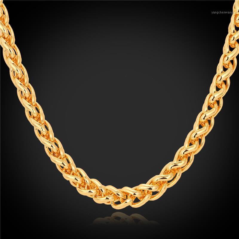 

Chain Necklace For Men Jewelry 2021 BlackRose Gold Color 6MM 46CM55CM66CM Wheat Chains N751