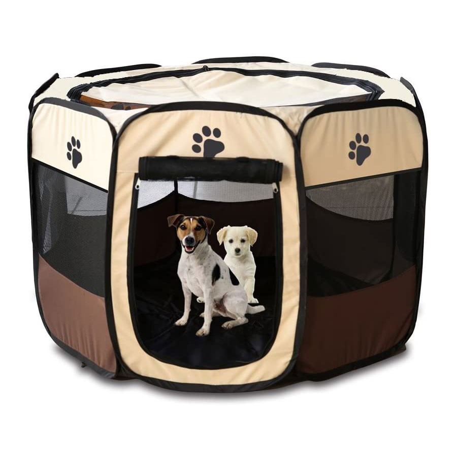 

Pet Cage Portabe Pet Tent Foding Dog House Indoor Paypen Breathabe Outdoor Removabe dog kenne Octagona Fence, Rose