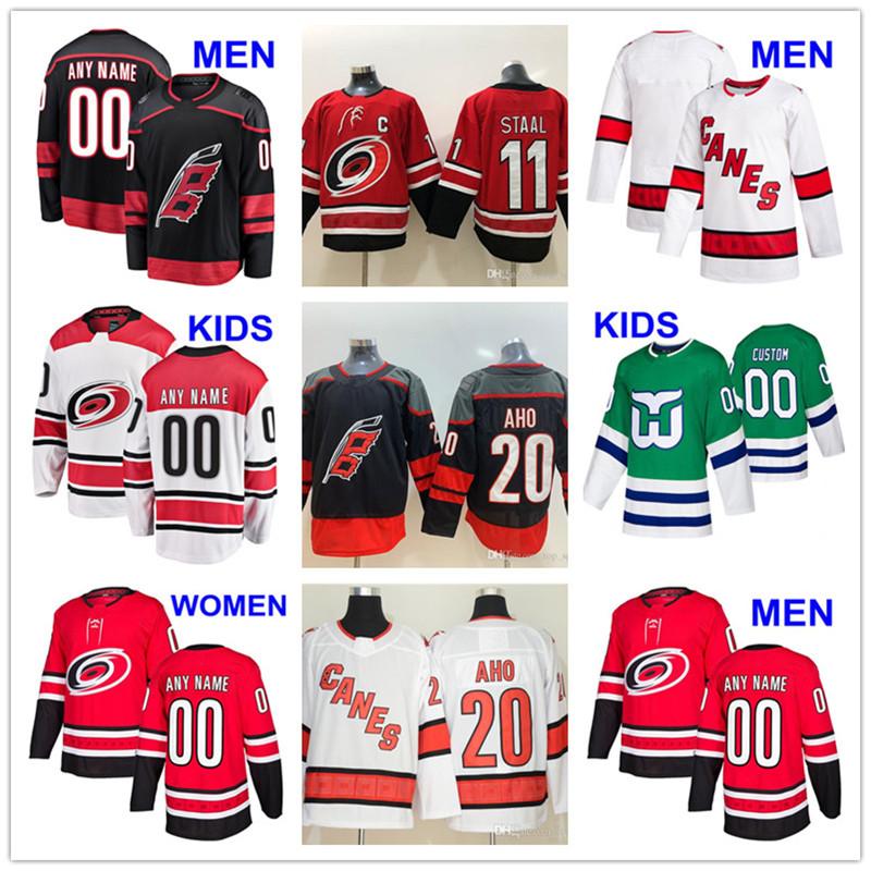 

2021 Carolina Hurricanes Reverse Retro Hockey Jersey 23 Brock McGinn 48 Martinook Martin Necas Brady Skjei Petr Mrazek Green Custom Stitched Jerseys, Red kids s-xl