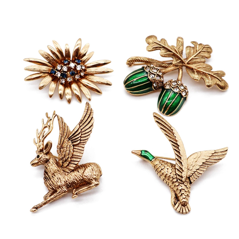 

Copper Material Brooches Antique High Quality Jewelry Animal Plant Pins For Women Girl Party Gift Accessories Drop Ship
