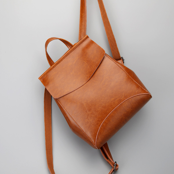 

European and American Fashion All-Match Leather Backpackage Womens Bag Multifunctional Leather Backpack, Burgundy