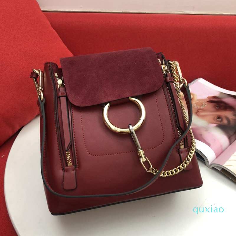 

New Fashion Bags Genuine Leather Women Designer Backpack Strap Shoulder Famous Mini Backpack Women Handbags Wallets School Bag Good Quality, Red