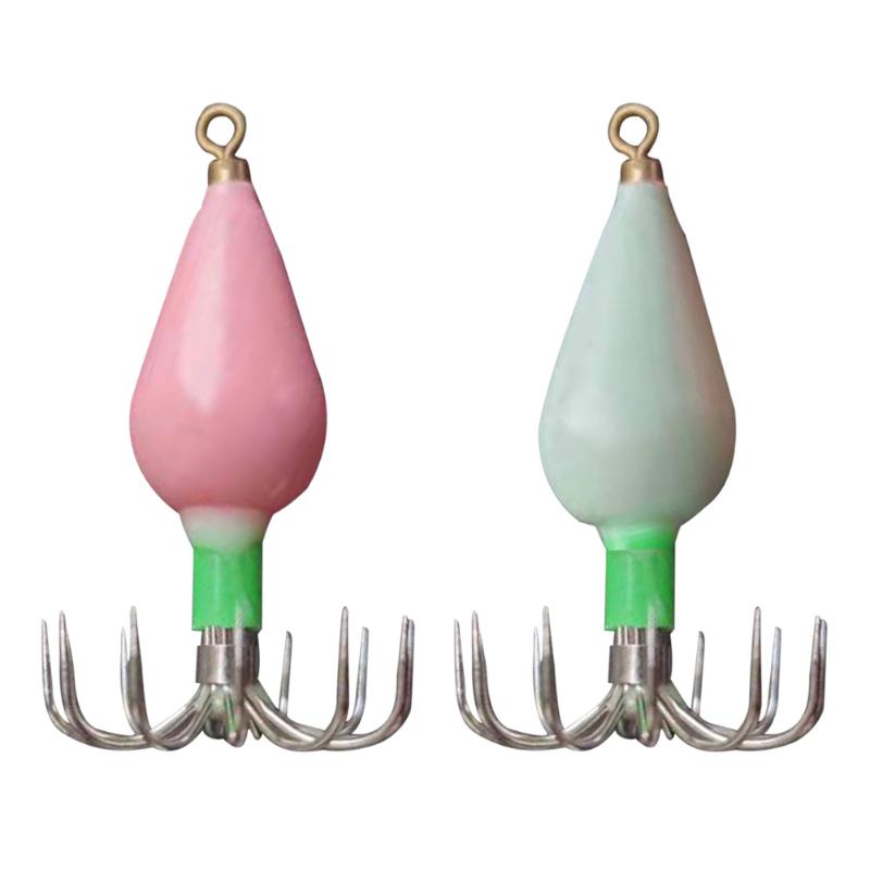 

Fishing Hooks 10Pcs Luminous Squid Jigs 30g 45g 56g 12 Needles Cuttlefish Lure Octopus Hook Bait Fishhooks