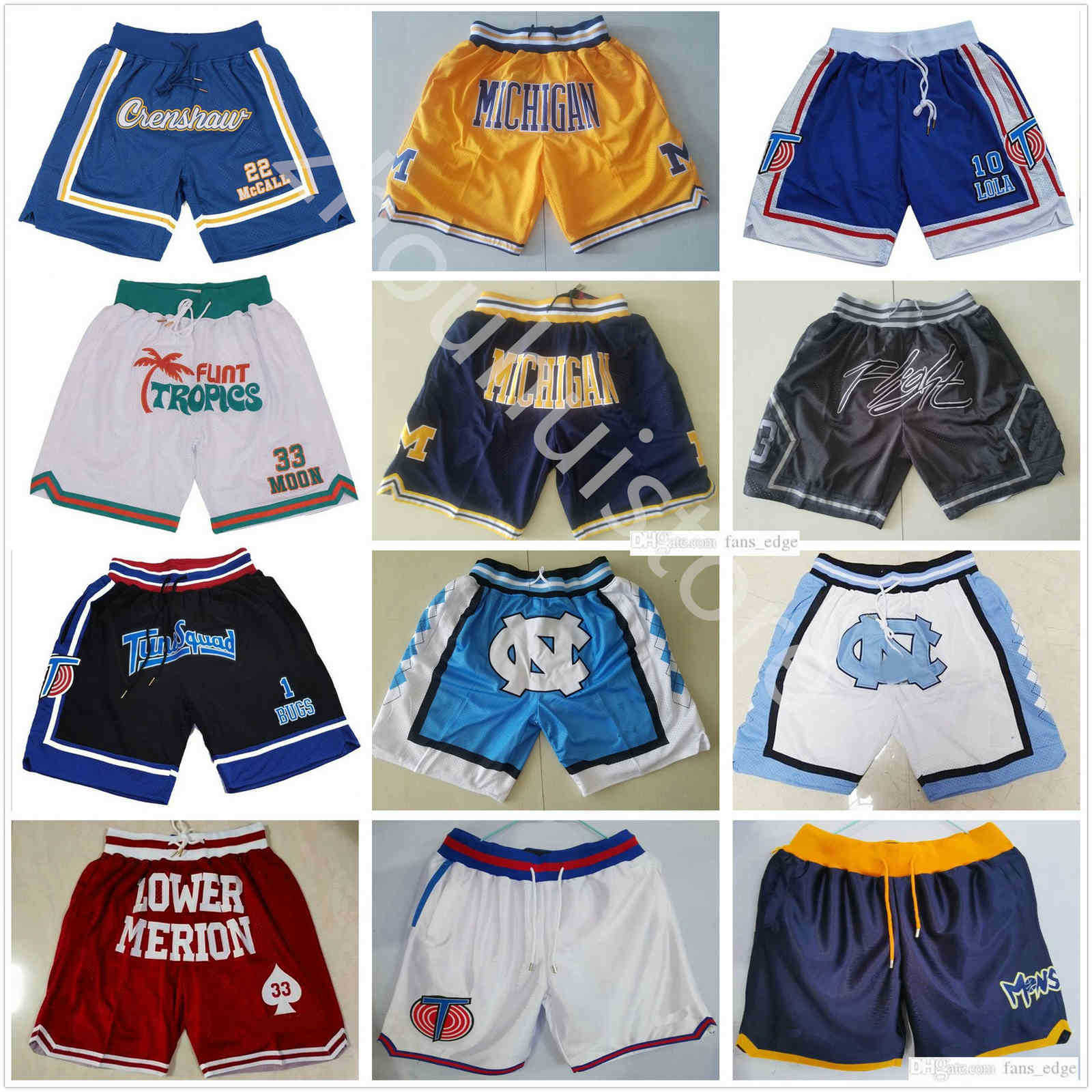 

Just Don Basketball Shorts Crenshaw Quincy McCall Lower Merion Flint Tropics Semi Jackie Moon Michigan Wolverines North Carolina Space Jam, Black