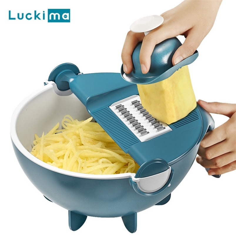 

Multifunction Vegetable Cutter Slicer Manual Shredder Potato Carrot Cheese Grater Mandoline Chopper Peeler Draining Basket 210406