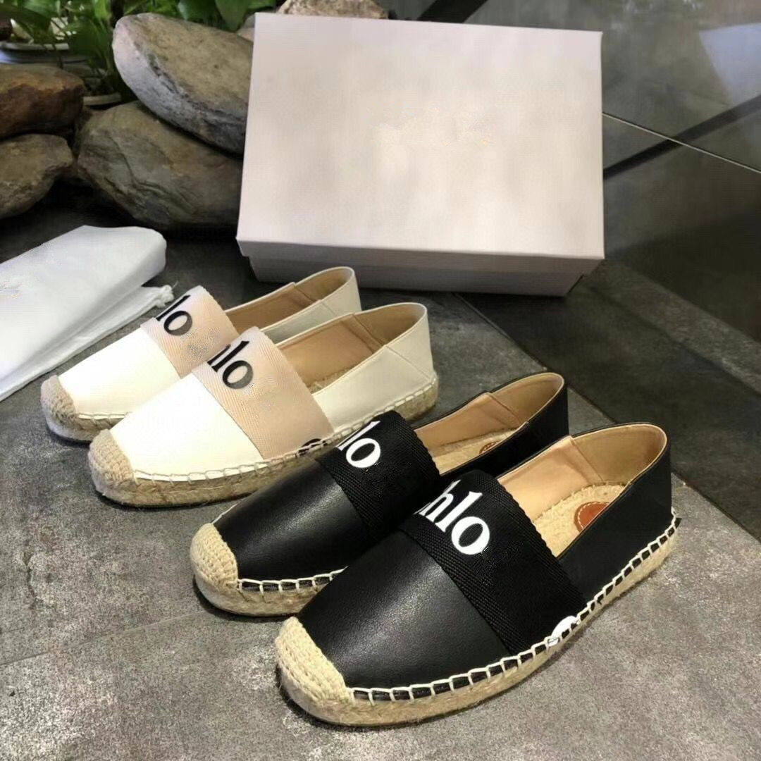 

Newest Women Platform Sandals Slides Designer Letter Slippers Woody mule canvas Leather espadrille Fashion Beach Flat Heels Fisherman loafer Slip-On Casual shoes, Black