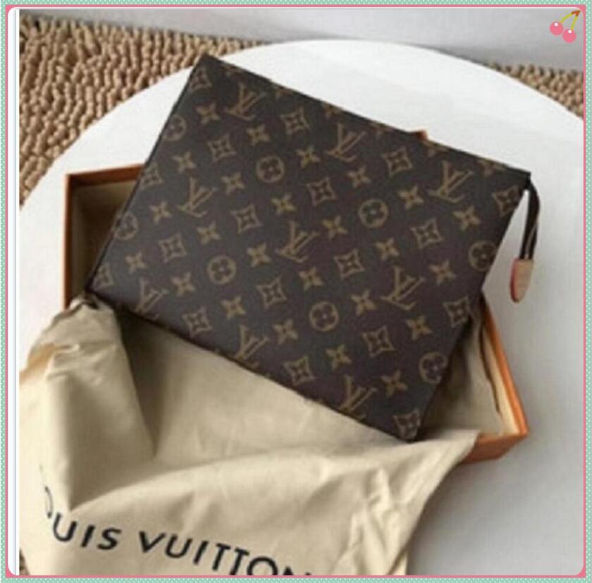 

lv LOUIS BAG VITTON High Quality Handbag Travel Toiletry Pouch 26cm Protection Makeup Clutch Women Leather Waterproof C, Red;black